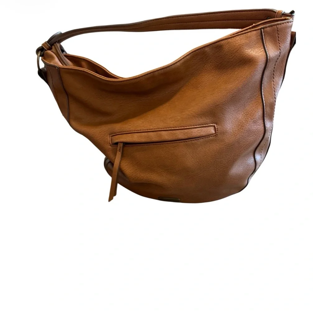 Jessica Simpson Brown Braided Hobo Shoulder Bag Faux Leather